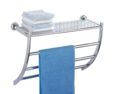 Wenko Pescara Magic-Loc 18235100 Mensola 1 ripiano, 3 portasciugamani, cromata, 21,5x56x46 cm, Fissaggio Senza Trapano