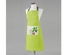 Ligne Décor, Grembiule da cucina con tasca e stampa, motivo: Zen, 60 x 84 cm, Verde (grün)