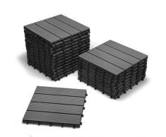 SAM® Mattonelle in WPC ad incastro per terrazzo, set di 22 pezzi di circa 2 m², colore grigio antracite, con 4 listelli, pavimentazione per balcone con struttura di drenaggio sottostante