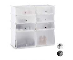 Relaxdays Scarpiera 8 Scomparti, Mobile Porta-Scarpe, Scaffale Componibile, Bianco, HxLxP: 91 x 94,5 x 36,5 cm