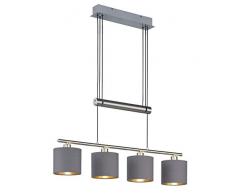 Trio Leuchten Garda Lampadario, Nickel Matt/Grau/Gold