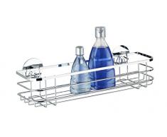 Wenko 21778100 Turbo-Loc - Mensola Grande, Montaggio a Parete Senza Fori, in Acciaio Inox Lucido, 38 x 10,5 x 11 cm