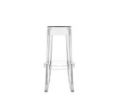 Kartell 4899/B4 Charles Ghost Sgabello, Altezza 75 cm, Cristallo, 2 Pezzi