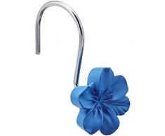 AmazonBasics - Ganci per tenda da doccia, a forma di fiore, colore blu, 9 UnitÃ 