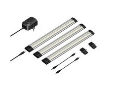 Parlat LED Lampada da sottopiano SIRIS, Sottile, 30cm, 220lm, Bianca Calda, Kit di 3 lampade