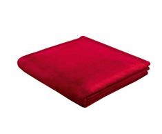 Biederlack King-Fleece Uni Coperta Matrimoniale, Poliestere, Rosso Scuro, A Una Piazza e Mezza, 200 x 150 cm