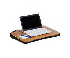 Relaxdays - Cuscino per PC Portatile in bambù, con Maniglia Rimovibile, 51 x 37 cm (Fino a 22 Pollici), Colore Naturale