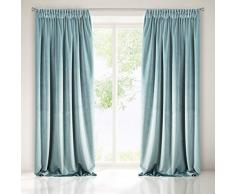 Eurofirany Tenda Velvet Mare Velluto, 1 Pezzo. Morbido Nastro Arricciato, Elegante, di Alta qualità , Glamour per Camera da Letto, Soggiorno, Salotto, Tessuto, Verde Acqua, 140x270cm