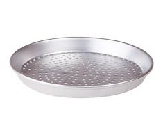 Pentole Agnelli Pasticceria e Pizza Tortiera Rotonda in Lega 3003 Forata, Alluminio, 36 x 36 x 3 cm