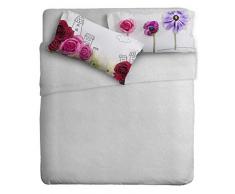 Ipersan Note Floreali Completo Letto 2 piazze, 100% Puro Cotone, Grigio-Rosa, Matrimoniale