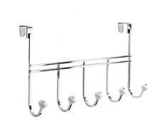 InterDesign York Appendiabiti 5 Ganci da Porta, Argento, 45x7.5x12 cm