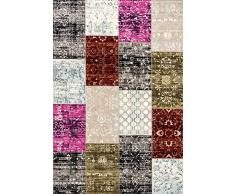 LIFA LIVING Tappeto vintage per soggiorno e camera da letto, 133 x 200 cm, motivo patchwork, multicolore, 200 x 133 cm