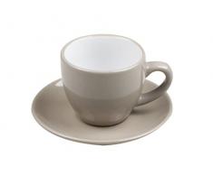 BEPER Ta.002 Set Tazzine con Piattino, Gres, Tortora, 21 x 15 x 15 cm, 6 unitÃ 