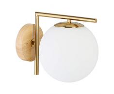 Relaxdays Lampada a Parete, Applique GLOBI, Metallo, Paralume sferico in Vetro, 23x20x28, Moderna, Color Ottone E27, 40 W, 23x20x28 cm