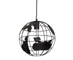 Relaxdays 10021780_46 Lampada da Soffitto Sferica, a Globo, E27, 40 W, Nero, in Metallo, Regolabile