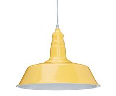 Relaxdays 10020473_48 Lampadario Sospensione in Stile Industriale, Lampada da Soffitto, HxLxP: 116 x 36 x 36 cm, Giallo