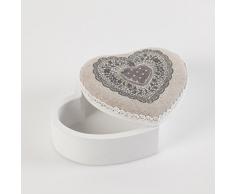 DiKasa Scatola Legno Cuore Ecru/Grigio CM.12X12H7