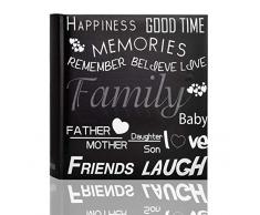 ARPAN Album Fotografico per Famiglie, Amici e Viaggi, Vacanze, con Area di Scrittura e Testo Decorativo, Adatto per 200 Foto da 10 x 15 cm, Nero, Misura: 23 x 4,5 x 22,5 cm Circa