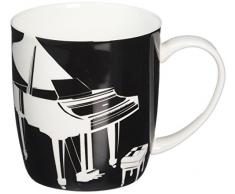 My Music Gifts Piano Silhouette in Porcellana, Tazza, Colore: Nero