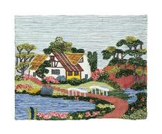 Jute & Co. Arazzo Tessuto su Telaio Artigianale Indiano, 100% Juta, Multicolore, 60 x 90 cm