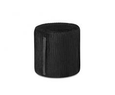 LIFA LIVING Pouf poggiapiedi in Velluto Nero, Sgabello ottomana, Puff cilindrico Decorativo con Stringa Laterale, per Soggiorno Salotto e Camera da Letto