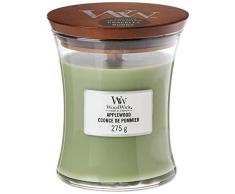 Woodwick Hourglass Candela Profumata Media con Stoppino Scoppiettante, Legno di Melo, Fino A 60 Ore, Verde (Applewood), Medio
