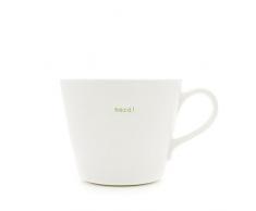 Make International Bucket Mug Tazza con Scritta, Porcellana, Bianco, 13 x 10.5 x 8.4 cm