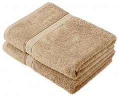Pinzon by Amazon - Set di asciugamani in cotone egiziano, 2 asciugamani da bagno, colore: marrone chiaro