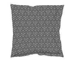 Douceur dIntérieur Optic - Federa cuscino volante piatto, in cotone, colore: antracite/bianco, Cotone, antracite/bianco, 63x63x63 cm
