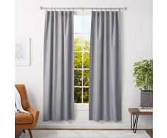 AmazonBasics - Bastone per tenda con terminali sferici, da 91 a 183 cm + anelli per tenda da 35,6 cm, diametro 2,5 cm, nichel