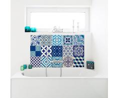 Ambiance-Live, Adesivo da Parete, Adesivo murale: 15 Adesivi per Piastrelle |Â Fotomurale - Mosaico Piastrelle Bagno e Cucina |Â Piastrella Adesiva - azulejos Blu - 10 x 10 cm - 15 Pezzi