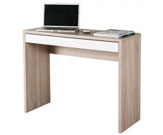 Composad Scrivania Ufficio Studio, Pannello Truciolare Ecologico Nobilitato, Rovere Sonoma/Bianco Lucido, 16 mm