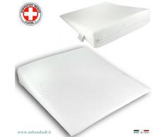 V.I.P. Very Important Pillow Cuscino Supporto System, Cuneo Poggiapiedi o Antireflusso,in Viscolattice Memory, Tessuto, Bianco, 50x50 h 11,5 cm