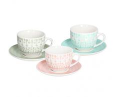 Tognana ME085075598 Set 6 Tazze da The con piattino CC 270 Gipsy Soft, Porcellana