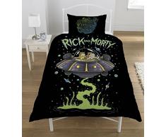 Rick and Morty Set copripiumino con motivo Ufo, in poliestere e cotone, multicolore, per letto singolo, Poliestere e cotone., Multicolore, 135 x 0.5 x 200 cm