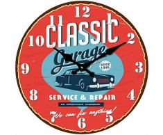 BUVU Orologio da Parete, Vetro, Vetro, Rosso, 34 x 34 x 3 cm