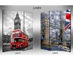 Separè bifacciale artistico Divisorio 3 ante su tela Londra 176x3.2x135.6 cm