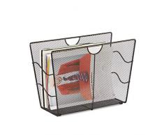 Relaxdays 10022510_46 Portariviste Mesh Cesto Portadepliant da Terra in Metallo Portagiornali HLP HBT 27 x 39 x 17 cm, Nero