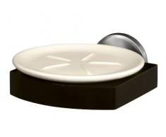 Bisk 00970 Madagaskar - Portasapone in Ceramica e Nichel Satinato, 11 x 13,5 x 5,4 cm