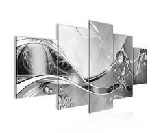 Runa Art 109151c - Quadro astratto in tessuto non tessuto, 200 x 100 cm, formato XXL, decorazione da parete per soggiorno, appartamento, colore grigio, 5 pezzi