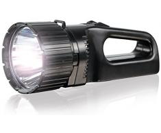 ANSMANN Torcia LED Future HS1000FR - 650m LED 5W da 330 Lumen luminosità 100% e 20% ECO - Faretto da lavoro ricaricabile portatile a batteria USB