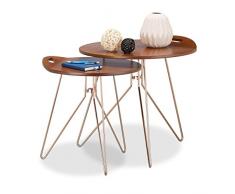 Relaxdays 10021266 Set Tavolini da Salotto, Legno, Marrone, 47x47x44 cm