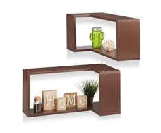 Relaxdays 10021878_93 Set 2 Mensole da Parete ad Angolo, a Scomparsa, Decorative, Design Moderno, Cameretta, Legno MDF, Marrone