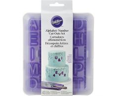 Wilton 417-7554 Set 40 Mini Tagliapasta AlfaNumerici con Custodia, Viola, 17x15x3 cm