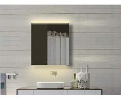 Lux-Aqua YDC 60-70DP - Armadietto da Bagno con Specchio e Cornice in Alluminio, Colore: Bianco Caldo e Freddo