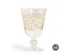 Excelsa Domus Set 6 Calici Vino, Vetro, Trasparente/Crema