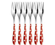 BUGATTI Pois PS3U-014F17 - Set di 6 forchettine per Dessert, in San e Acciaio, 16 x 20 x 3 cm, Colore: Rosso