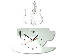 FLEXISTYLE Orologio da Parete da Cucina Tazza LA TAZZINA Bianca Silenzioso Moderno per Bar 3 d Decorativo