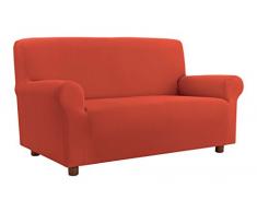 Italian Bed Linen Matthew Copridivano Bielastico Sagomato, Tessuto a Struttura Rigata, 96% Poliestere, 4% Elastometro, Carota, Singolo, 70/110 x 90 cm