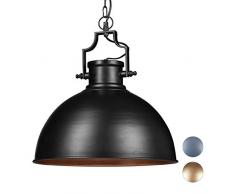 Relaxdays 10020870_46 Lampada a Sospensione Design Industrial Look Shabby, per Sala da Pranzo, LED E27, Lampadario Ã 40,5 cm, Nero